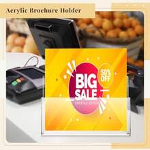 Juego de 2 soportes acrílicos para folletos de 11 pulgadas plástico transparente soporte de literatura organizador para revistas folletos menús oficinas computadora - Transparente - Ver 5