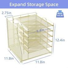 Gianotter Organizador de papel de 6 niveles con soporte para revistas organizadores de computadora y accesorios accesorios de computadora y organizadores de espacio de trabajo organizador de - Dorado - Ver 3