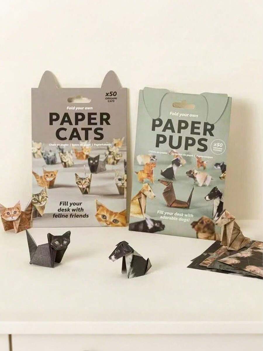 150 pièces - Kit d'origami de chats en papier, kit d'origami 3D d'animaux mignons, ensemble d'artisanat d'origami de chat 3D, sculptures en papier d'animaux créatives pour les amateurs d'animaux, décoration de bureau faite main, cadeau de la Saint-Valentin DIY, décoration de maison et de bureau