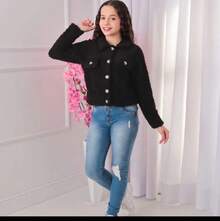 Girls' And Teenagers' Short Cropped Teddy Furry Jacket, Open Button Coat, Autumn And Winter (BINF509) - 黑色 - 查看 2