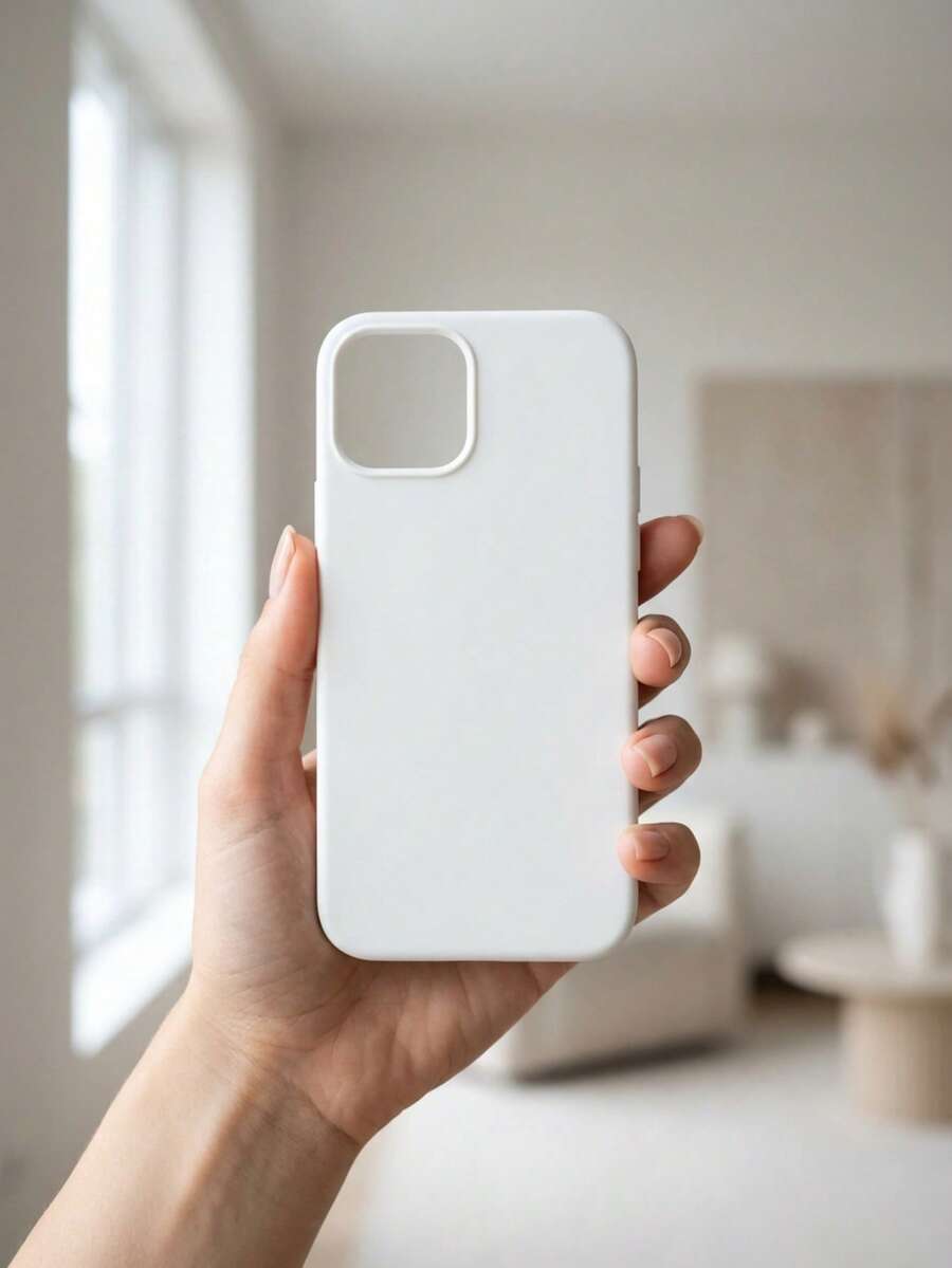 Funda de teléfono minimalista de silicona suave efecto mate, protección antigolpes y antirayaduras, diseño liso sin estampados, tacto aterciopelado antideslizante, bordes reforzados y ajuste preciso, interior protector, compatible con carga inalámbrica, ligera y resistente para uso diario, ideal para estética elegante, oficina y fotografía, accesorio premium para proteger el móvil - Blanco - Ver 1