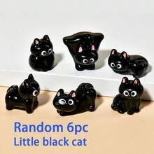 6 件随机款式可爱黑猫动物卡通汽车仪表盘装饰挂饰 - 彩色 - 查看 7