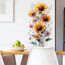 1/4pcs Watercolor Lotus Flower Wall Stickers, Removable Self-Adhesive Waterproof PVC Decals, Suitable For Decorating Living Rooms, Bedrooms, And Kitchen Backgrounds. - Wall Stickers - View 3