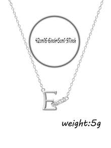 1 pieza Collar de diseño entrelazado con letra inglesa 26 de circonita cúbica incrustada en cobre, elegante para uso diario de mujeres - Estilo de letra - Ver 4