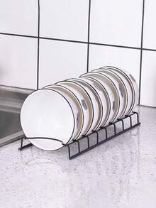 1pc Metal Bowl & Plate Storage Rack, Dish Drying Rack, Kitchen Organizer Holds Up To 8 Bowls - Multicolor - View 1