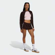 Adidas Originals 女士原创钩针编织火鸟运动上衣休闲针织网眼镂空运动开衫，轻便春季外套 KE0202 - 咖色 - 查看 6