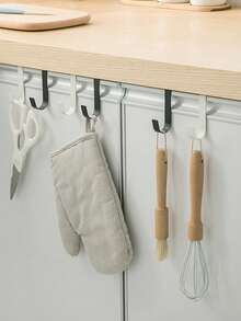 5pcs Metal Hooks, Simple Over-The-Door Hooks, Desk Drawer Shelf Cabinet Door Hanging Hooks, Rotatable And Compatible With Doors And Cabinet Doors. Cabinet Door Back Hanging Rack Without Drilling. Home & Living Supplies, Convenient And Practical, Storage & Organization Products, Convenient And Practical - Multicolor - View 6