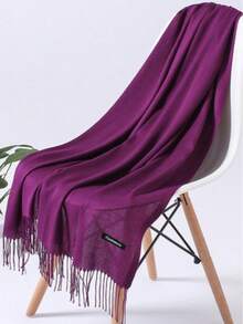 1条190*70厘米藏蓝色户外经典纯色防风披肩，时尚男女通用薄围巾，适合空调房使用，超大尺寸，秋冬季保暖 - 藏蓝色 - 查看 2