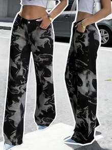 Nuevos jeans de mezclilla negros para mujer, adecuados para uso casual y versátil, aptos para fiesta, salida diaria, trayecto al trabajo y vacaciones de primavera - Negro - Ver 2