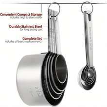 5pcs/10pcs Stainless Steel Measuring Cup And Spoon Set, 5pcs Measuring Spoons + 5pcs Measuring Cups, Stackable Stainless Steel Measuring Cups And Spoons, Coffee Spoon, With Markings For Dry And Wet Ingredients, Cooking, Baking, Coffee, Dishwasher - Kitchen Tools For Cooking And Baking, Kitchen Supplies, Baking Tools - Silver - View 9