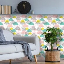 Self-Adhesive Mosaic Wall Sticker Waterproof Moisture-Proof Heat Resistant Peel And Stick Backsplash Tile Removable DIY Wall Decal For Bathroom Kitchen Living Room Bedroom Cabinet Counter Home Decorative Stick On Tile - Colorful Cloud Design - View 2