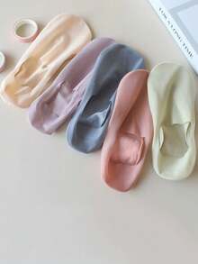 5 Pairs Women's Breathable Silicone Non-Slip Ultra-Thin Elastic Ice Silk Low-Cut Invisible Socks, High Quality, Spring/Summer - Multicolor - View 8