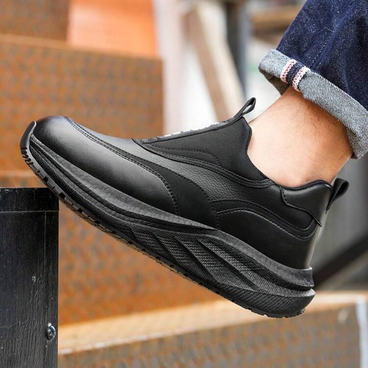 防滑、舒适、耐用的厨师鞋。皮革鞋面，易于清洁。男士工作靴，防水、防滑、耐油，适用于专业厨房、食品工厂和医院，防滑耐磨。 - 黑色 - 查看 5