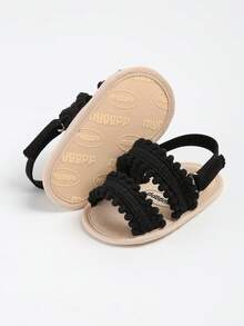 Newborn/Infant Girls' Summer Soft Bottom Retro Sandals, Infant Toddler Shoes, Nursery Shoes - Black - View 9