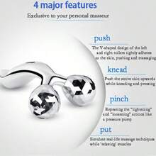 1 chiếc máy lăn massage mặt 3D cầm tay, nâng cơ mặt, làm thon gọn cằm đôi, tạo đường nét V-line, máy massage mặt săn chắc, xoay 360° giúp thư giãn mặt và cổ, màu bạc. - Bạc - Xem 6