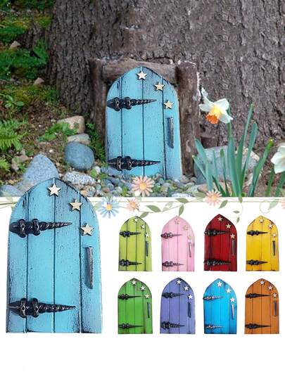 童话风格的木制树形装饰品，适用于花园大门或入口处