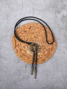 1pc Western Cowboy Wolf Head Bolo Tie, Gothic Pentagram Goat Head Necklace Pendant, Unique Accessory - Multicolor - View 3