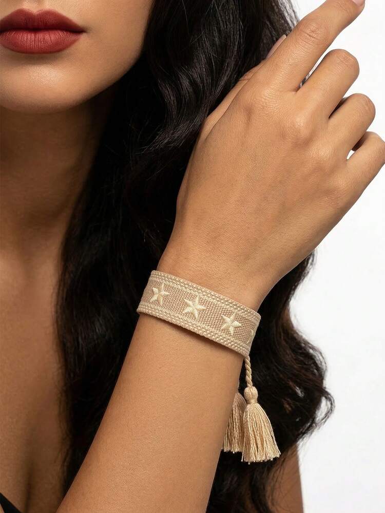 1 chiếc vòng tay bện thủ công phong cách Boho thêu hình ngôi sao năm cánh - Nhiều màu - Xem 14
