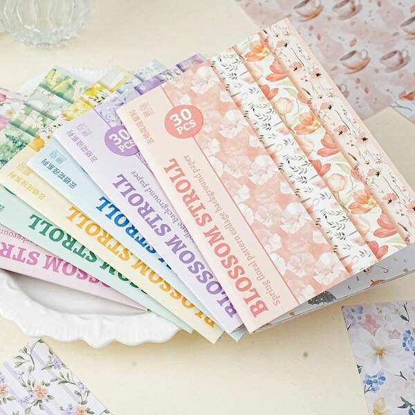  مجموعة ملصقات إيتوري الحياة المائية الزهرية، 30 قطعة أكياس هدايا زهرية مائية عتيقة، ملصقات مخططة ملونة للتجليد لدفاتر الملاحظات والأجهزة المحمولة والهواتف والألبومات والأعمال اليدوية وديكور المكتب والغرفة وهدايا الطلاب والبطاقات والخبز والحفلات والفنون اليدوية وهدايا الأصدقاء