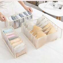 5pcs/3pcs/1pc Underwear Storage Organizer Bags With Drawers And Compartments, Household Wardrobe Storage Bags For Clothes And Socks, Decorated With Mesh Fabric, Suitable For Holiday, Room, Home, Bedroom Decor, Storing Clothes, Pants, Shoes, Jeans, Boots, Skirts - Grey - View 2