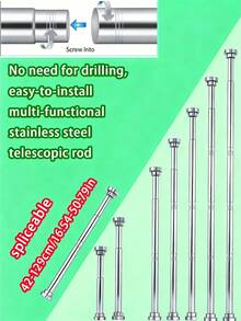 1pc Super Long Stainless Steel Extendable Curtain Rod, Shower Curtain Rod, Window Curtain Rod, Wardrobe Rod, Tension Rod, Drying Rack, Adjustable Curtain Rod, Spring Curtain Rod, No Drilling Required Bathroom Divider Spring Rod - Multicolor - View 17