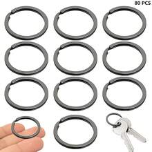 30/50/80个装扁平钥匙圈，金属圆形扁平双层开口环，适用于家居收纳、狗牌、钥匙链、各种悬挂配件和DIY手工制作 - 平圈 - 查看 17