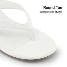 Women Kitten Heel Thong Heeled Sandals Comfortable Open Toe Slip On Summer Sandals - trắng - Xem 8