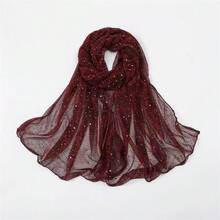 Transparent Breathable Hijab Lightweight Twinkling Sequins Hijab Shawl Women - Black - View 3