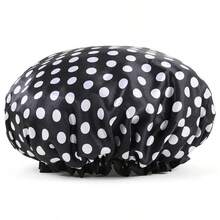 1 pieza Gorro de ducha con estampado de lazo de doble capa engrosado para mujeres, gorro de baño impermeable para el cuidado del cabello, gorro de maquillaje, gorro para dormir, gorro anti-aceite para la cocina, gorro de baño para el hogar - versión gruesa - Ver 8