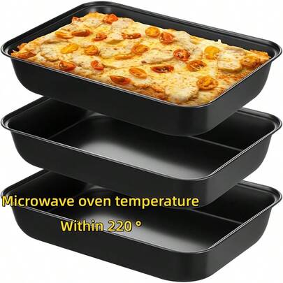 重型不粘长方形烤盘 - 可用洗碗机清洗 - 蛋糕烤盘，非常适合烘焙棕色糕点、意大利面、多层蛋糕和烤肉 - 易于脱模和存放，适合家庭、餐厅和各种活动使用