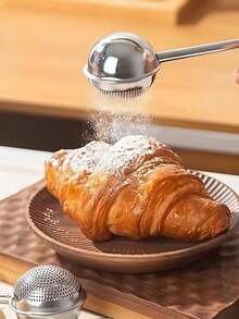 1pc This Stainless Steel Baking Sieve Combines The Functions Of A Tea Sieve, Sugar Shaker, And Powder Duster In One Convenient 3-In-1 Design. It's Ideal For Kitchen Baking, Sifting Sugar, Flour, Spices, And Vanilla. - Multicolor - View 3