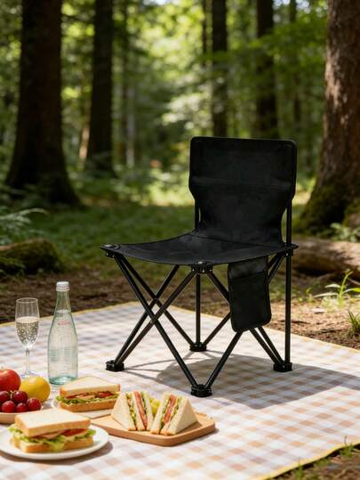 Outdoor Folding Chair, Portable Gardening Folding Camping Chair With Cup Holder, Travel Resting Chair, Sketching Chair, Beach Picnic Leisure Chair, Fishing Stool, Outdoor Travel Essential