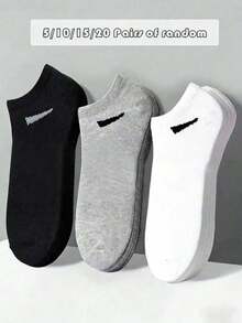 5/10 Pairs Unisex Solid Color Ankle Socks, Soft & Comfortable, Diagonal Logo Design, Casual Sports Socks, Disposable Thin Breathable Socks Suitable For Daily Wear, Business Trip, Outdoor Activities, All Seasons - Multicolor - View 1