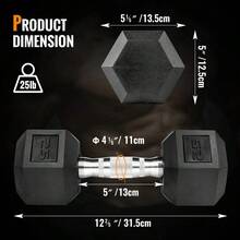 Dumbbells 15-25 Lbs Weight Rubber Encased Hex Dumbbell For Sports And Fitness - As Pic - View 2