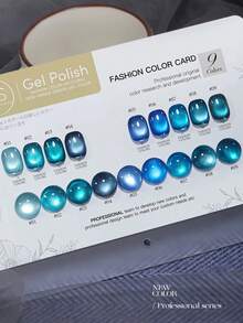 15毫升容量 2026春夏及新年宝石蓝玻璃珠，岛屿蓝冰川猫眼新款女士圣诞礼品套装，包含水晶石猫眼凝胶指甲油 - 彩色 - 查看 6