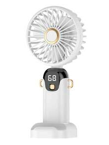 Mini Handheld Electric Fan, Electroplated Solid Color, Foldable With Hook Base, 5 Blades Strong Wind, 300mAh, Suitable For Travel, Beach, Vacation, Bedroom Decor And Bridesmaid Gift - Multicolor - View 12