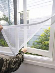 Self-Adhesive Window Screen Mesh Kit, Hook & Loop Easy Install, Breathable Anti Mosquito Insect Net, Removable Reusable Fly Screen For Home Windows - White Mesh - View 1