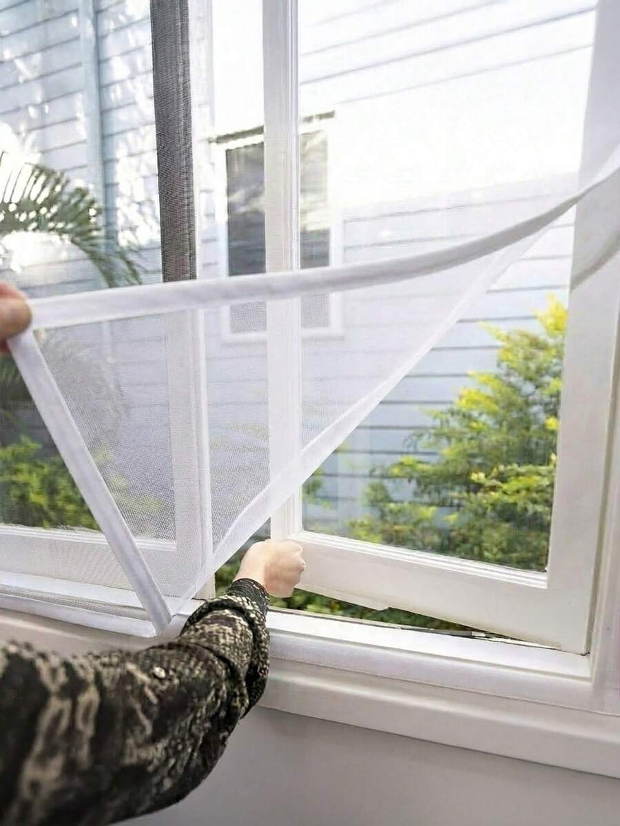 Self-Adhesive Window Screen Mesh Kit, Hook & Loop Easy Install, Breathable Anti Mosquito Insect Net, Removable Reusable Fly Screen For Home Windows - White Mesh - View 1