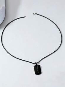 1件男士时尚螺栓吊坠项链 - 黑色 - 查看 5