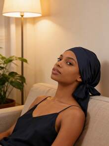 1件情人节女士睡帽，弹性绑带设计，丝滑柔顺，休闲居家日常护发睡帽，圣诞礼物 - 彩色 - 查看 2