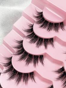 Hinarin 7对自然妆效假睫毛，透明梗，轻盈蓬松，柔软仿貂毛材质，美妆嫁接 - 黑色 - 查看 3