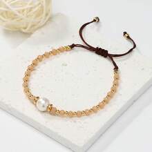 1. Vòng tay nữ bằng thủy tinh giả ngọc trai đơn giản, có thể điều chỉnh kích thước, thích hợp làm quà tặng. - vòng tay thủy tinh - Xem 15