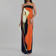 2026 Women Spring Summer Dress European American Style Off The Shoulder Strapless Sexy Backless Print Floral Beach Party Evening Mini Dress - 綠色 - 查看 5