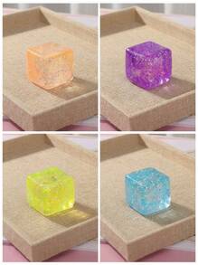 POKOJA LAND 1/2/3/5个慢回弹软方冰块，适合成人，也可作为压力球、挤压球、减压块、感官玩具使用，冰爽光滑，生日礼物、派对小礼物、皮纳塔填充物、礼盒填充物 - 彩色 - 查看 5