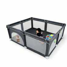 Baby Playpen With Breathable Mesh, Large Play Yard With Door, Foldable Infant Activity Center For Indoor & Outdoor Use - Grey - View 8