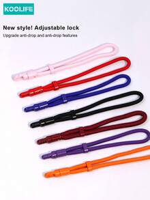 1pc Koolife Woven Phone Lanyard, Short Style, Adjustable Buckle, 360° Rotatable Metal Hook, Anti-Lost Pad, Durable Wrist Strap Suitable For Phone, Keys And Daily Use - Multicolor - View 2