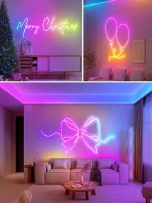RGB Neon Light Strip, LED Light Strip, Silicone Rope Light, USB Powered Flexible Light Strip With 44-Key Remote Control, Suitable For Gaming Room, Party, Wall, Ceiling, Home, Room, Garden, Christmas, Gathering, TV/Computer Backlight Decor, Home Decor, Holiday Decor, Party Decor, Birthday Decor, Halloween Decor - Multicolor - View 8