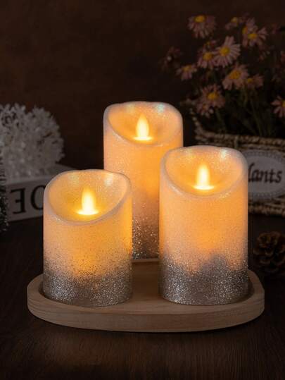 1 pieza Vela LED sin llama inclinada de plástico, superficie de cera con luz de vela realista, decoración de ambiente de alta gama para Navidad, Día de San Valentín, hogar, cocina, baño, lámpara de escritorio