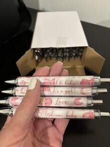 12pcs Washable Neutral Pens With Black Ink, Suitable For Students And Office Use, Gifts For Baby Shower Party - Ohbaby Pink Pen - View 3