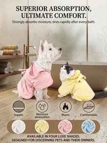 PETSIN 1 Pc Pet Bathrobe Hood Design, Multiple Sizes & Colors Available, Puppy Towels, Pet Towels, Dog Accessories, Cat Towels, Dog Towels, Super Absorbent Quick Drying Pet Towels With For All Pets, Dogs & Cats, Pet Towels For Drying Dogs & Cats Large, Adjustable Pets Robes For Bath, And Dog Dryer For Dogs & Cats, Pet Supplies, Bath Towels, Wearable Towels, Long Robe, Bath Robe, Bathroom Decors, Bathroom Accessarles, Valentine's Day Gift - Multicolor - View 5